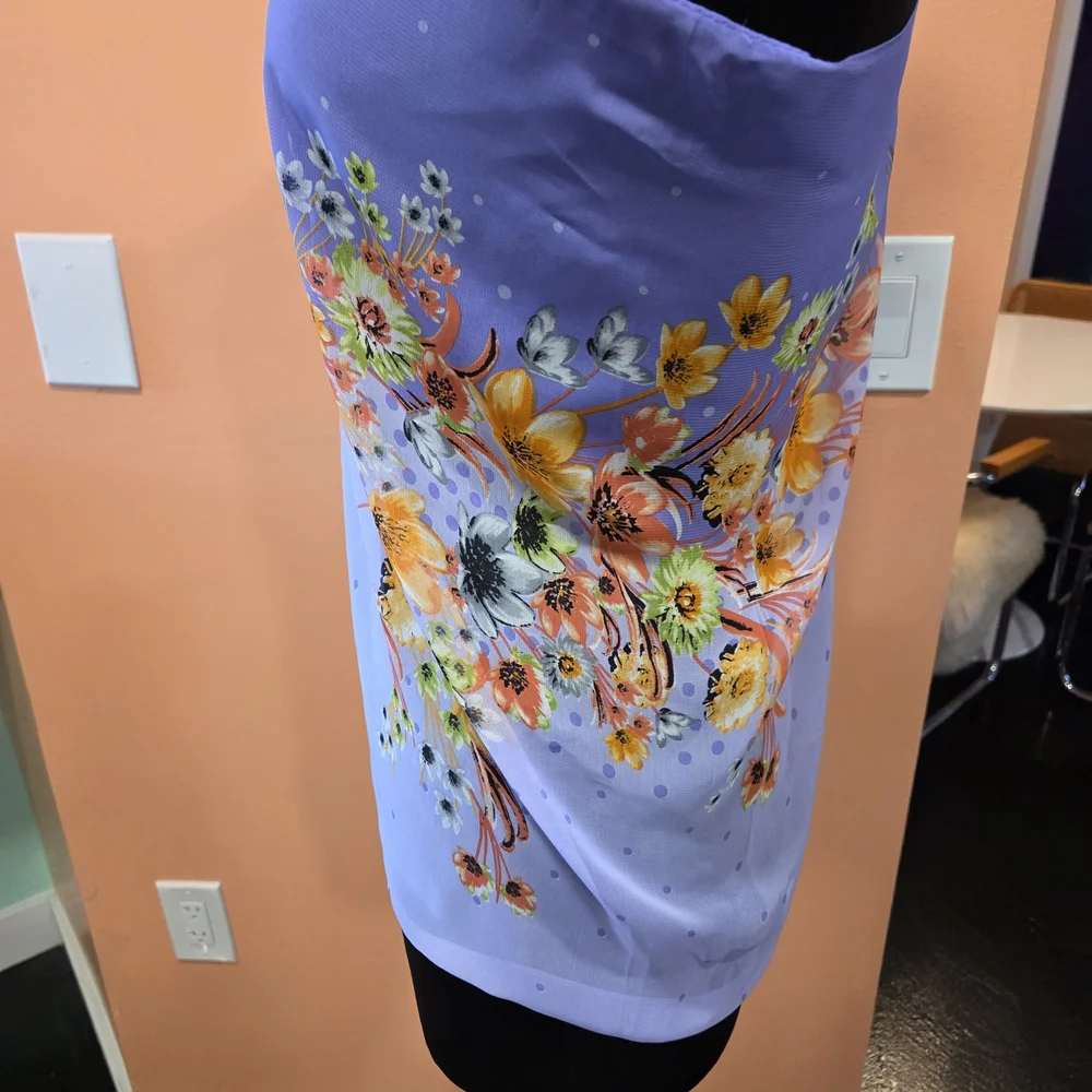 Y2K Vintage Sheer Poncho Fairycore Floral Lavender Wrap Boho Chic Feminine